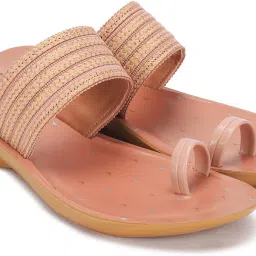 Women PUK7014L Women's Slip On Flat Peach Sandals|Durable Dailywear Sandals Wedges Sandal-image-16