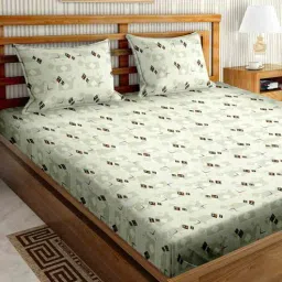 Pink Geometric 180 TC Cotton King Bedsheet with 2 Pillow Covers by Bella Casa-picture-22