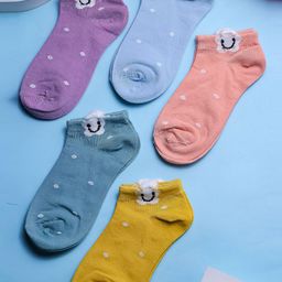 Brauch Women Pack Of 5 Assorted Cotton Ankle Length Socks-44