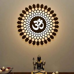 dekorstation Om Mandala Walnut Engineered Wood Wall Art With LED Light-picture-37