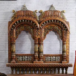 shilpi Rajasthani Solid Wood Jharokha in Brown-picture-5