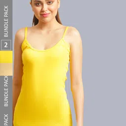 FBAR Pack Of 2 Cotton Bio Wash Sleeveless Longline Camisole-image-73