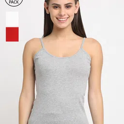 Friskers Women Pack Of 3 Solid Cotton Camisole-picture-39