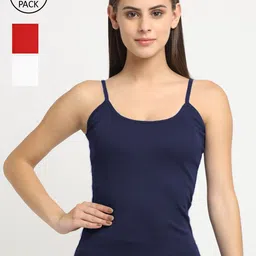 Friskers Women Pack Of 3 Solid Cotton Camisoles-picture-36
