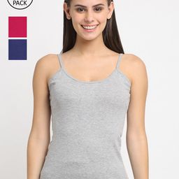 Friskers Women Pack Of 3 Solid Non-Padded Regular-Fit Camisoles-picture-12
