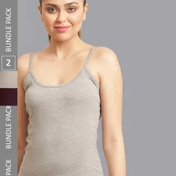 FBAR Pack Of 2 Non-Padded Pure Cotton Camisoles-image-55