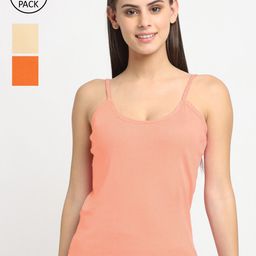Friskers Women Pack Of 3 Solid Cotton Camisole-image-89