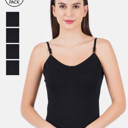 Ramraj Women Pack Of 5 Black Pure Cotton Camisoles-image-83