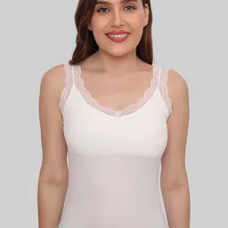 PLUMBURY Removable Padded Seamless Lace Trim Camisole-image-72