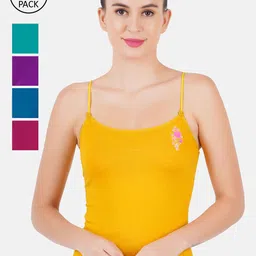 Ramraj Women Pack Of 5 Assorted Solid Pure Cotton Camisoles-image-62