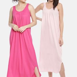 GOLDSTROMS Woman Pack of 2 Pink & Fuchsia Cotton Longline Camisoles-2