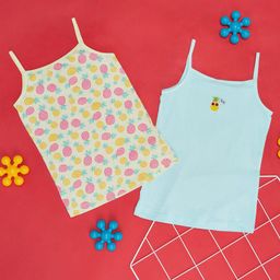 Pantaloons Junior Girls Pack Of 2 Printed Pure Cotton Camisoles-image-82