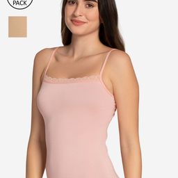 Amante Women Pack Of 2 Pink & Nude Solid Camisoles-image-17