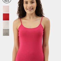 appulse Women Pack Of 5 Solid Cotton Camisoles-image-99