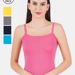 Ramraj Women Pack Of 5 Assorted Pure Cotton Camisoles-image-47