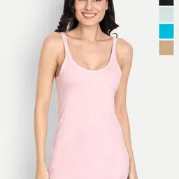 T.T. Women Pack Of 5 Pearl Pure Cotton Non-Padded Longline Camisoles-image-39