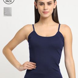 Friskers Women Pack Of 2 Solid Cotton Camisoles-image-43