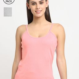 Friskers Women Pack Of 2 Solid Cotton Camisoles-image-104