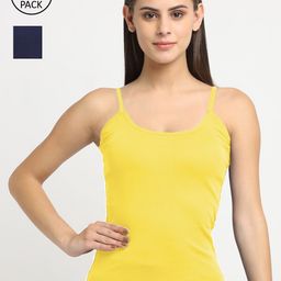 Friskers Women Pack Of 2 Solid Cotton Camisoles-image-101