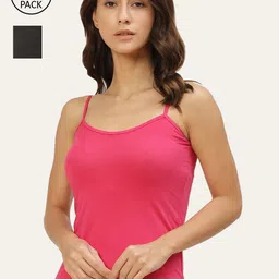 Lady Lyka Women Pack Of 2 Solid Cotton Camisoles-image-30