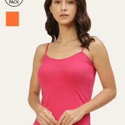 Lady Lyka Women Pack Of 2 Solid Cotton Camisoles-image-36
