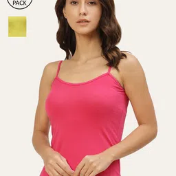 Lady Lyka Women Pack Of 2 Solid Cotton Camisoles-image-12