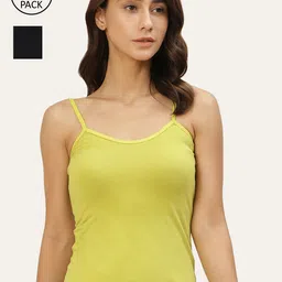Lady Lyka Women Pack Of 2 Solid Cotton Camisoles-image-92