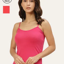 Lady Lyka Women Pack Of 2 Solid Cotton Camisoles-image-42