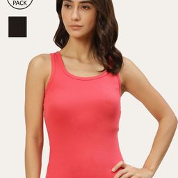 Lady Lyka Women Pack Of 2 Solid Cotton Camisoles-image-13