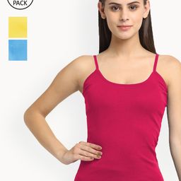 Friskers Women Pack Of 3 Solid Cotton Camisoles-image-21