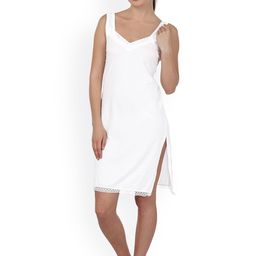BLAZON White Solid Knee Length Cotton Camisoles-image-45