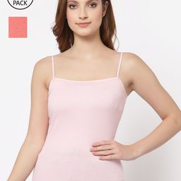 Floret Women Pack Of 2 Pink Solid Cotton Camisoles-image-68