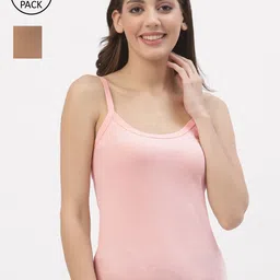 Floret Women Pack Of 2 Peach & Nude Camisoles-image-49
