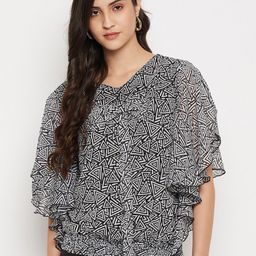 STYLE BLUSH Geometric Printed Flutter Sleeves Top-image-89