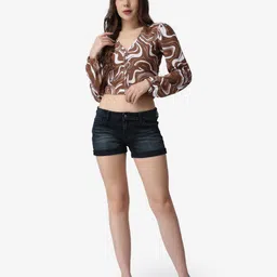 Popwings Abstract Printed Regular Crop Top image 2