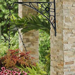 Garden Deco Black Flower Hanging Wall Bracket & Bird Feeder-31