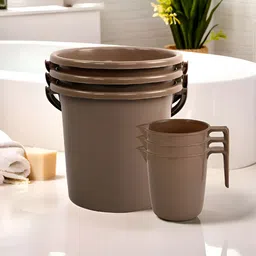 Kuber Industries Brown 6 Pieces Matte Bath Accessories Set-21