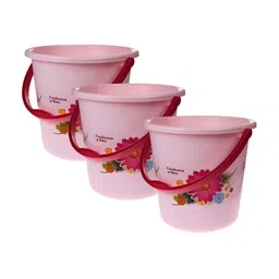 Kuber Industries Pink 3 Pieces Floral Printed Unbreakable Bucket-image-56