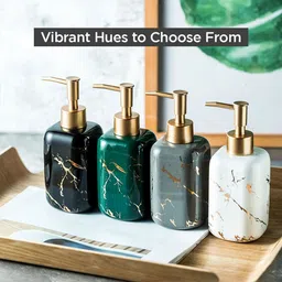 UMAI Green 3 Pieces Printed Stoneware Soap Dispensers-image-4