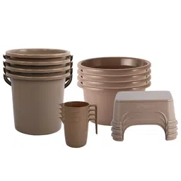 Kuber Industries Brown 16 Pieces Matte Bath Accessories Set-55