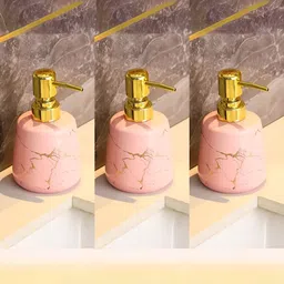 UMAI Pink & Gold-Toned 3 Pieces Ceramic Soap Dispenser 260ml-20