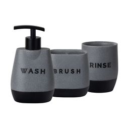 UMAI Grey & Black 3 Pieces Alphanumeric Resin Bath Accessories Set 250ml-image-26