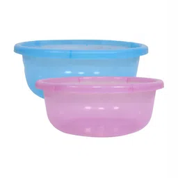 Kuber Industries Blue & Pink 2 Pieces Solid Plastic Bath Accessories Set-22