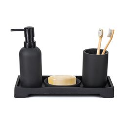 UMAI Black 4 Pieces Bath Accessories Set-image-36
