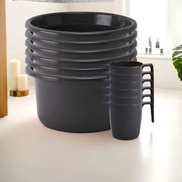 Kuber Industries Grey 12 Pieces Matte Bath Accessories Set-15