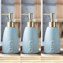 UMAI Blue and GoldToned 3 Pieces Ceramic Liquid Soap Dispenser 320 ml-image-97