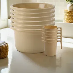 Kuber Industries Beige 12 pieces Bath Accessories Set-31