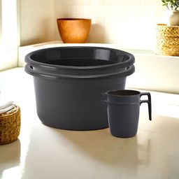 Kuber Industries Grey 4 pieces Bath Accessories Set-92