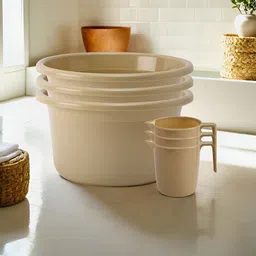Kuber Industries Beige 6 Pieces Matte Bath Accessories Set-image-14