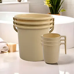 Kuber Industries Beige 6 Pieces Matte Finished Classic Bath Accessories Set-image-13